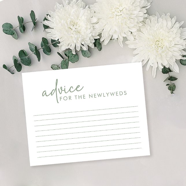Sage & White Minimalist Bridal Shower Advice Card (Creator Uploaded)