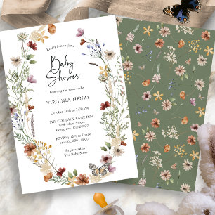 Sage Wildflower Baby Shower Invitation