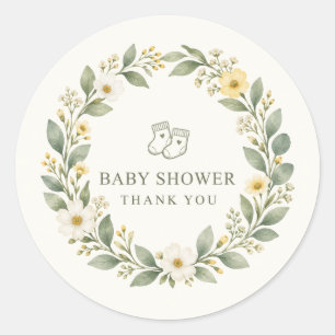 Sage Wildflower Baby Shower Thank You Favour Seal