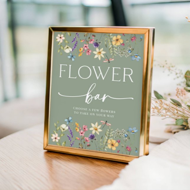 Sage Wildflower Bridal Shower Flower Bar Sign (Creator Uploaded)