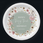 Sage Wildflower Fairy Princess Birthday Tea Party Paper Plate<br><div class="desc">Inspired by the beloved fairy tale character "Thumbelina, " a sweet little fairy takes centre stage on this lovely paper plate With her dainty wings and petite frame, she captures the essence of innocence and wonder that defines childhood. The exquisite floral display of boho wildflowers in muted shades of sage...</div>