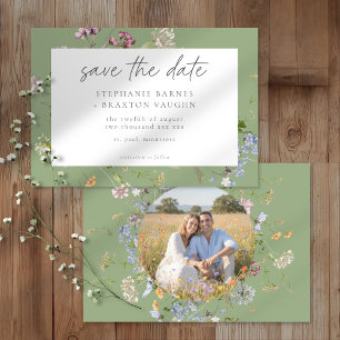 Sage Wildflower Garden Elegant Photo Wedding Save The Date