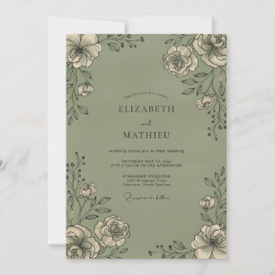 Sage Wildflower Wedding Invitation