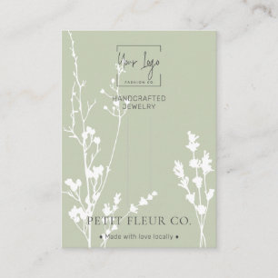 Sage Wildflowers Jewellery Hair Clip Display Card