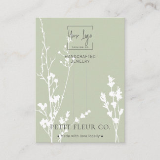 Sage Wildflowers Jewellery Hair Clip Display Card