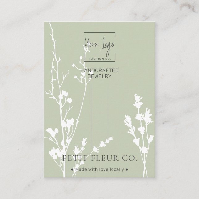 Sage Wildflowers Jewellery Hair Clip Display Card (Front)