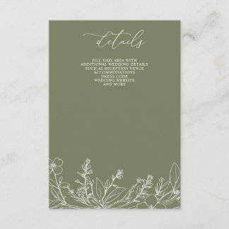 Sage Wildflowers Woodland Garden Floral Wedding Enclosure Card