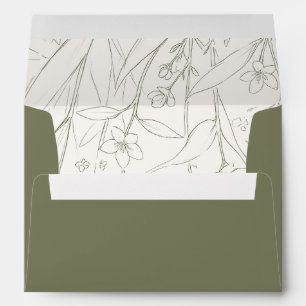 Sage Wildflowers Woodland Garden Floral Wedding Envelope