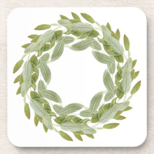 SAGE WREATH Hard Plastic Coasters