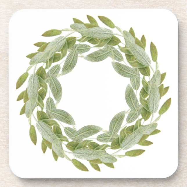 SAGE WREATH Hard Plastic Coasters (Front)
