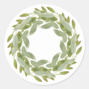 SAGE WREATH Large Round Stickers
