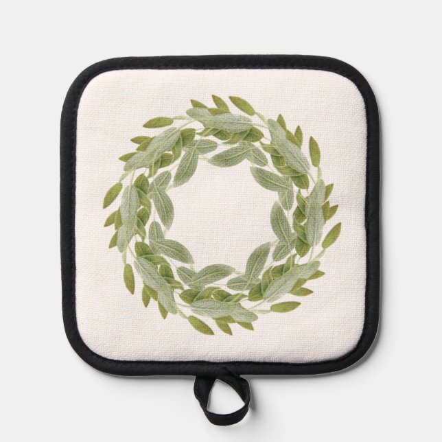 SAGE WREATH Pot Holder  (Front)