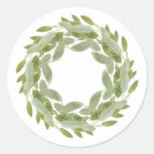 SAGE WREATH Small Round Stickers