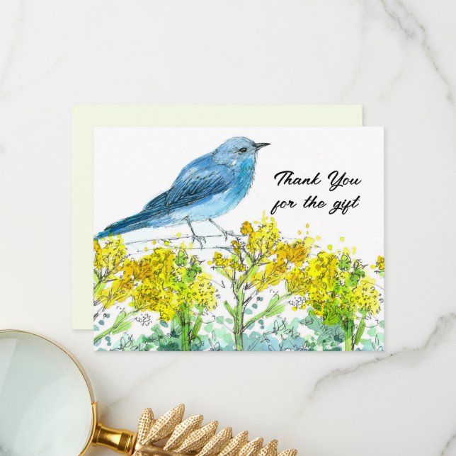 Sagebrush Thank You For Gift Bluebird Card (Front/Back In Situ)