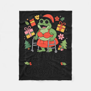 Sagging But Still Gagging Funny Christmas Frog Hol Fleece Blanket
