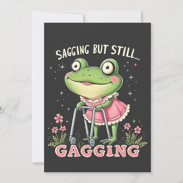 Sagging but still gagging Funny Mothers Day Frog  Holiday Card (Front)
