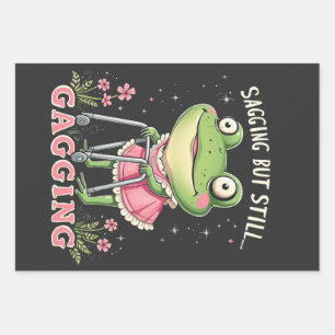 Sagging but still gagging Funny Mothers Day Frog  Wrapping Paper Sheet