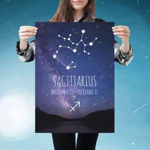 Saggitarius   Personalised Zodiac Constellation  Poster