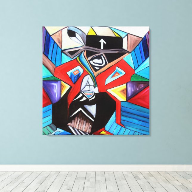 Saginaw Grant Cubism Picasso Inspired Painting Canvas Print (Insitu(Wood Floor))