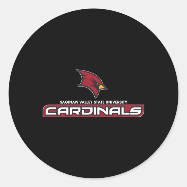 Saginaw Valley State Cardinals Icon Classic Round Sticker (Front)