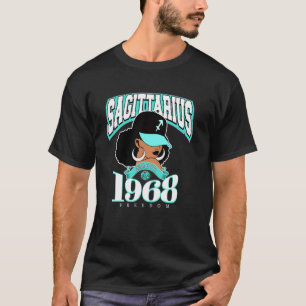 Sagittarius 1968 Turquoise Birthday Afro Zodiac Qu T-Shirt