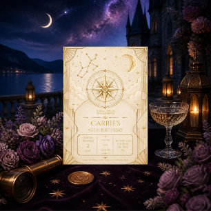 Sagittarius 50th Birthday Invitation Gold Cream