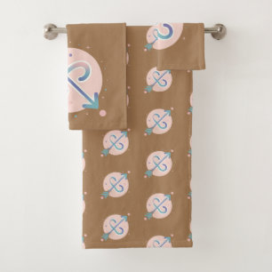 SAGITTARIUS, Abstract Design of the Zodiac Sign, Bath Towel Set