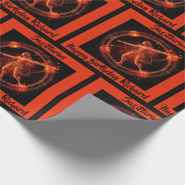Sagittarius Add Name Birthday Zodiac Gift Wrapping Paper (Corner)