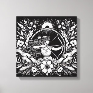 Sagittarius Archer Goddess Ink Canvas Art
