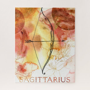 Sagittarius archer red orange gold planets zodiac  jigsaw puzzle