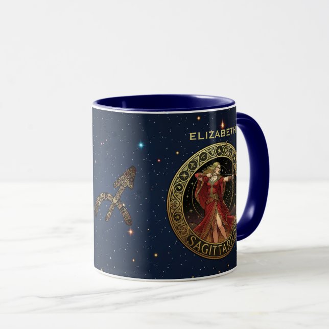 Sagittarius Archer Zodiac Symbol For Her Mug (Front Right)