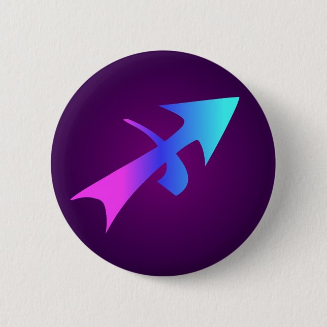 Sagittarius Arrow in Flight Pink Blue Aqua Purple 6 Cm Round Badge (Front)