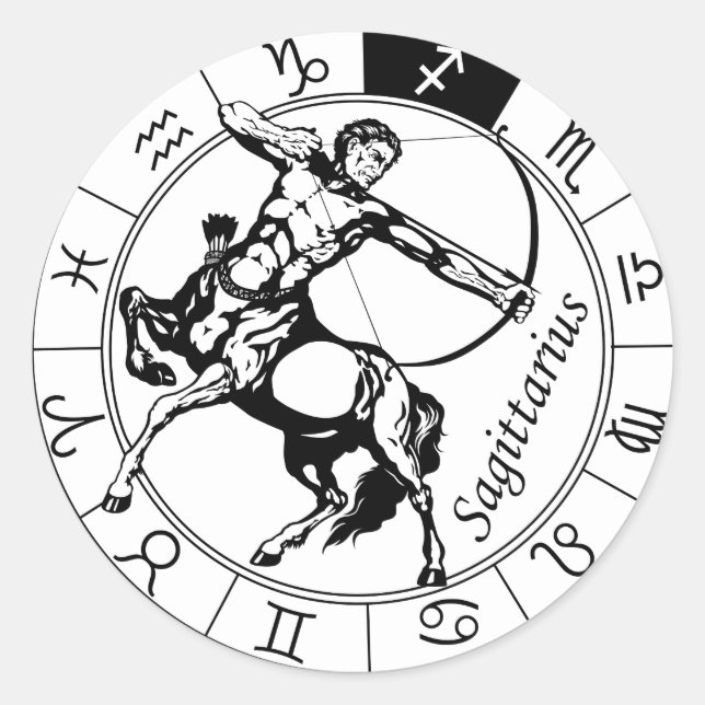sagittarius astrological zodiac sign classic round sticker (Front)