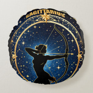 Sagittarius astrology sign round cushion