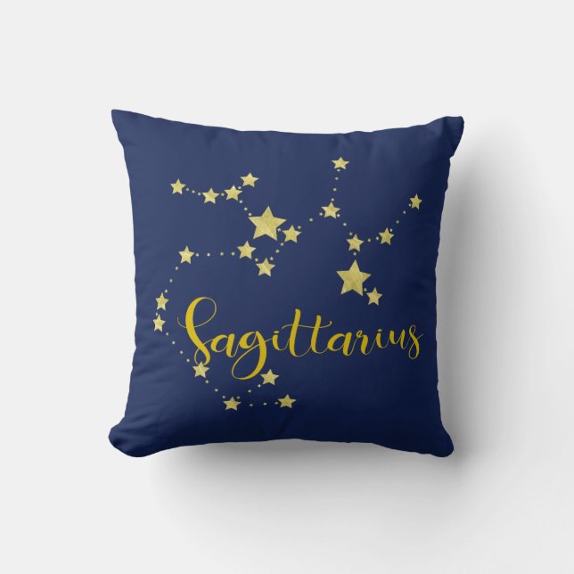 Sagittarius Astrology with Constellation of Stars Cushion (Front)