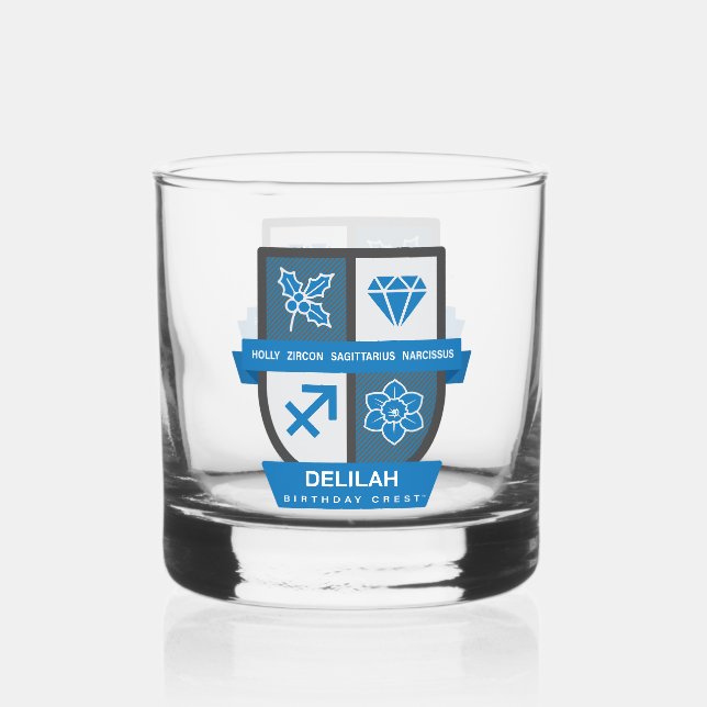 Sagittarius Birthday Crest™ December 1-21 Whiskey Glass (Front)