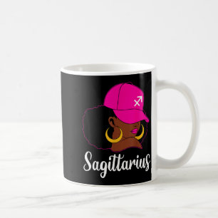 Sagittarius Black Girl Pink Cap Zodiac Birthday Af Coffee Mug
