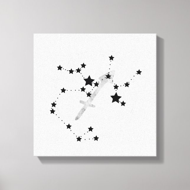 Sagittarius black & silver constellation zodiac canvas print (Front)