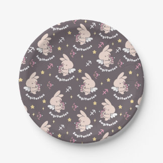 Sagittarius Bunny Pattern: Love's Cosmic Dance II Paper Plate