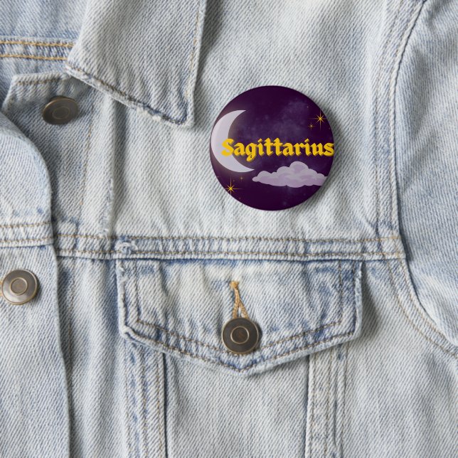 Sagittarius Celestial Aesthetic Moon Cloud Stars 6 Cm Round Badge (In Situ)