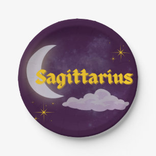Sagittarius Celestial Moon Cloud Stars Astrology Paper Plate