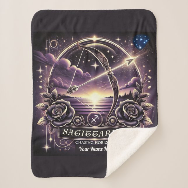 Sagittarius “Chasing Horizons” Sherpa Blanket (Front)