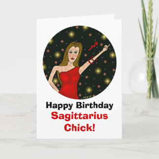 Sagittarius Chick Birthday Card