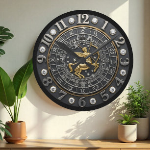 Sagittarius Clock, zodiac sign, gems, Astrology Round Clock