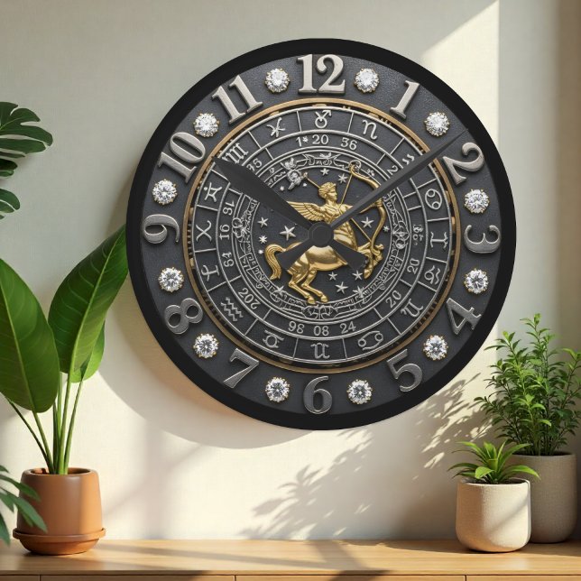 Sagittarius Clock, zodiac sign, gems, Astrology Round Clock (Sagittarius Wall Clock)