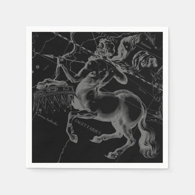 Sagittarius Constellation Classy Hevelius Engaving Napkin (Front)