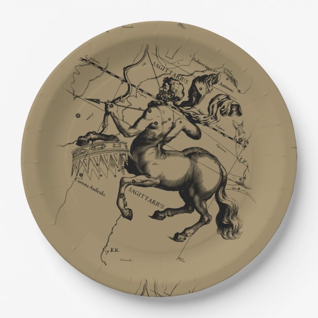 Sagittarius Constellation Hevelius1690 Nov22-Dec21 Paper Plate (Front)