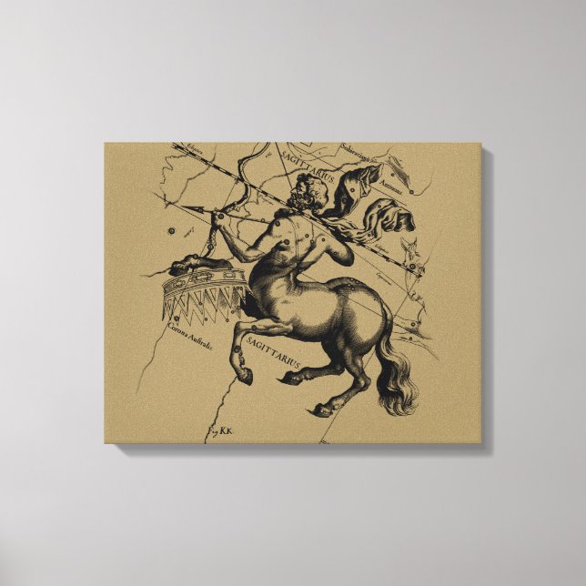 Sagittarius Constellation Hevelius 1690 Engraving Canvas Print (Front)