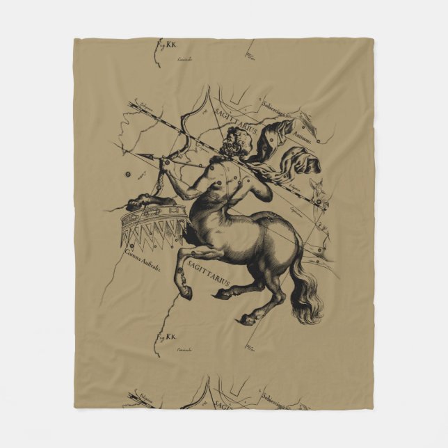 Sagittarius Constellation Hevelius 1690 Engraving Fleece Blanket (Front)