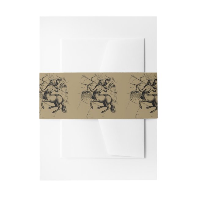 Sagittarius Constellation Hevelius 1690 Engraving Invitation Belly Band (Front Example)